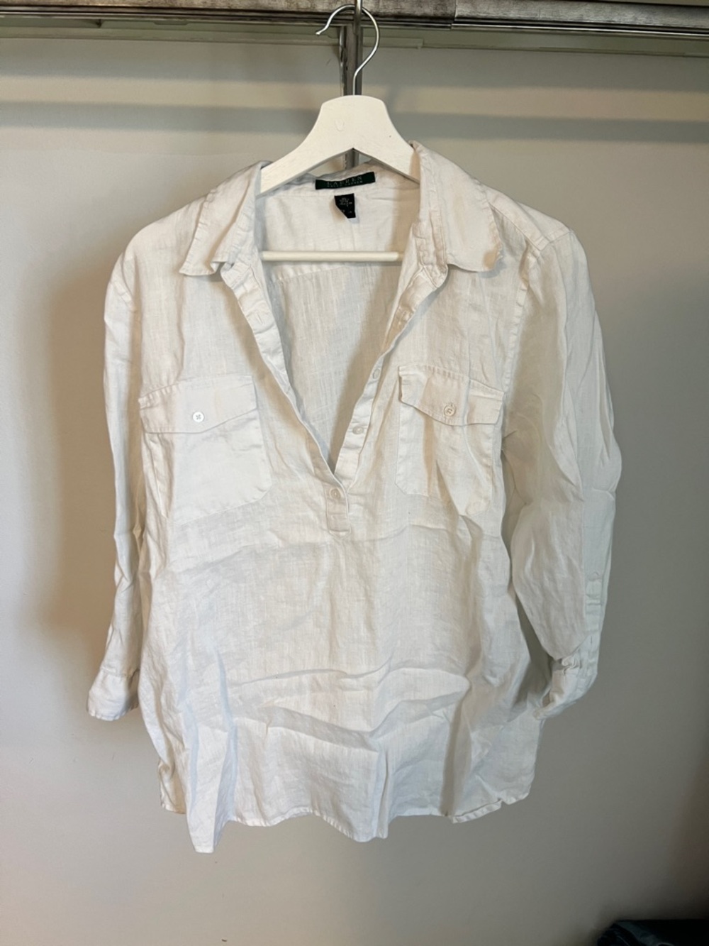 Lauren Ralph Lauren White Linen Button-Front Shirt